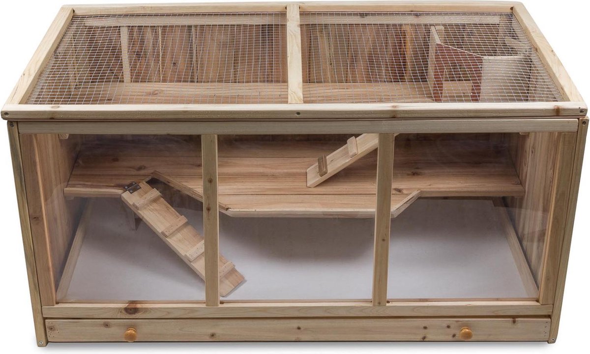 Grote houten Hamsterkooi en Muizenkooi - 95 x 50 x 51 cm - Hanse®