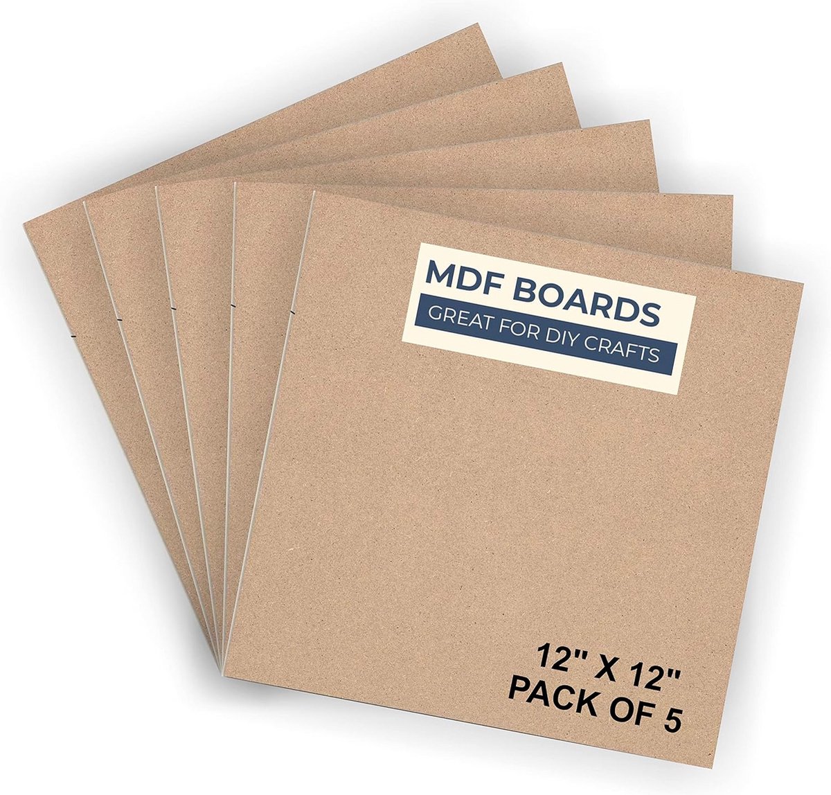 Set van 5 MDF Platen 3.2mm Dikte 12x12 cm voor Schilderen en Hobby