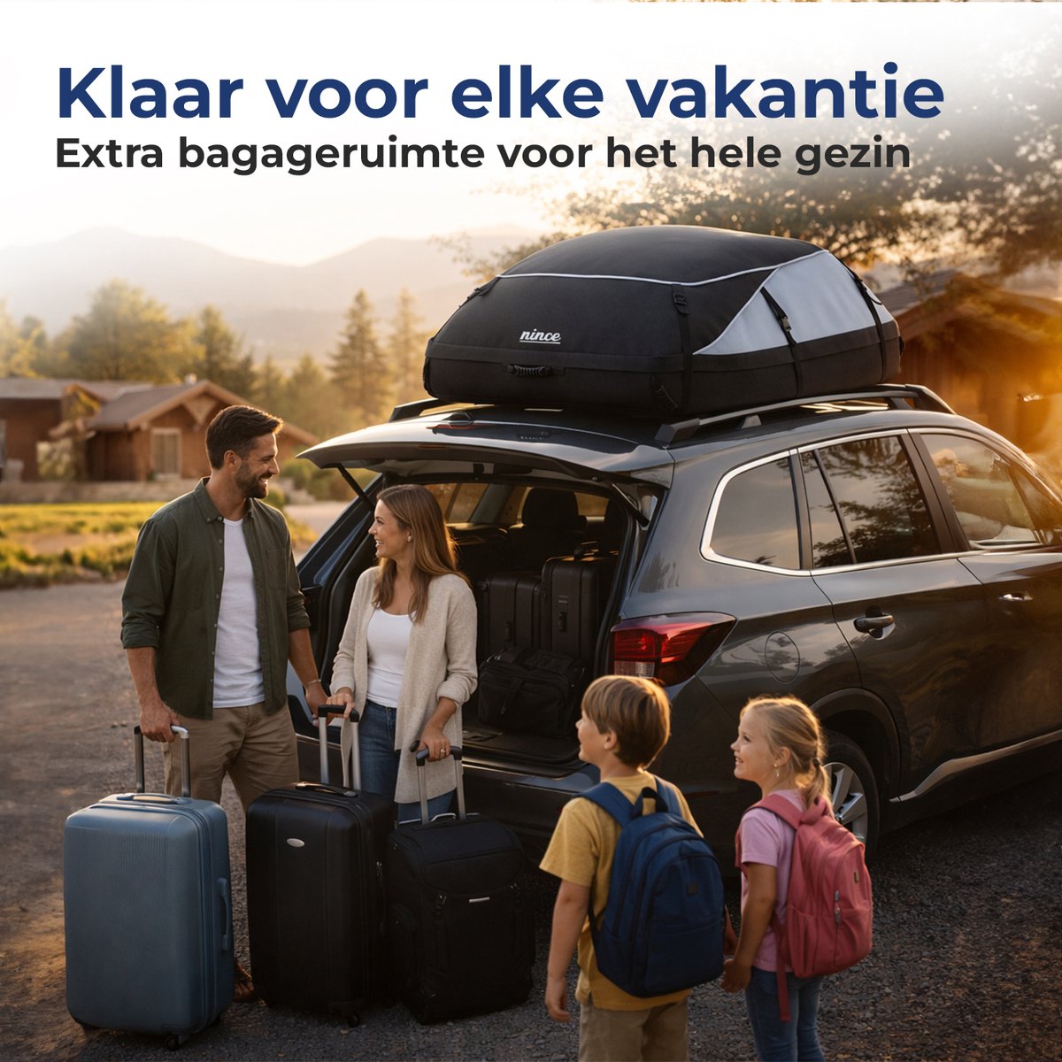 Nince Dakkoffer 559L - Auto Dakkoffer - Waterdichte Daktas - Opvouwbaar - Met en Zonder Dakdragers - Oxford 900D + PVC - Zwart – foto 7