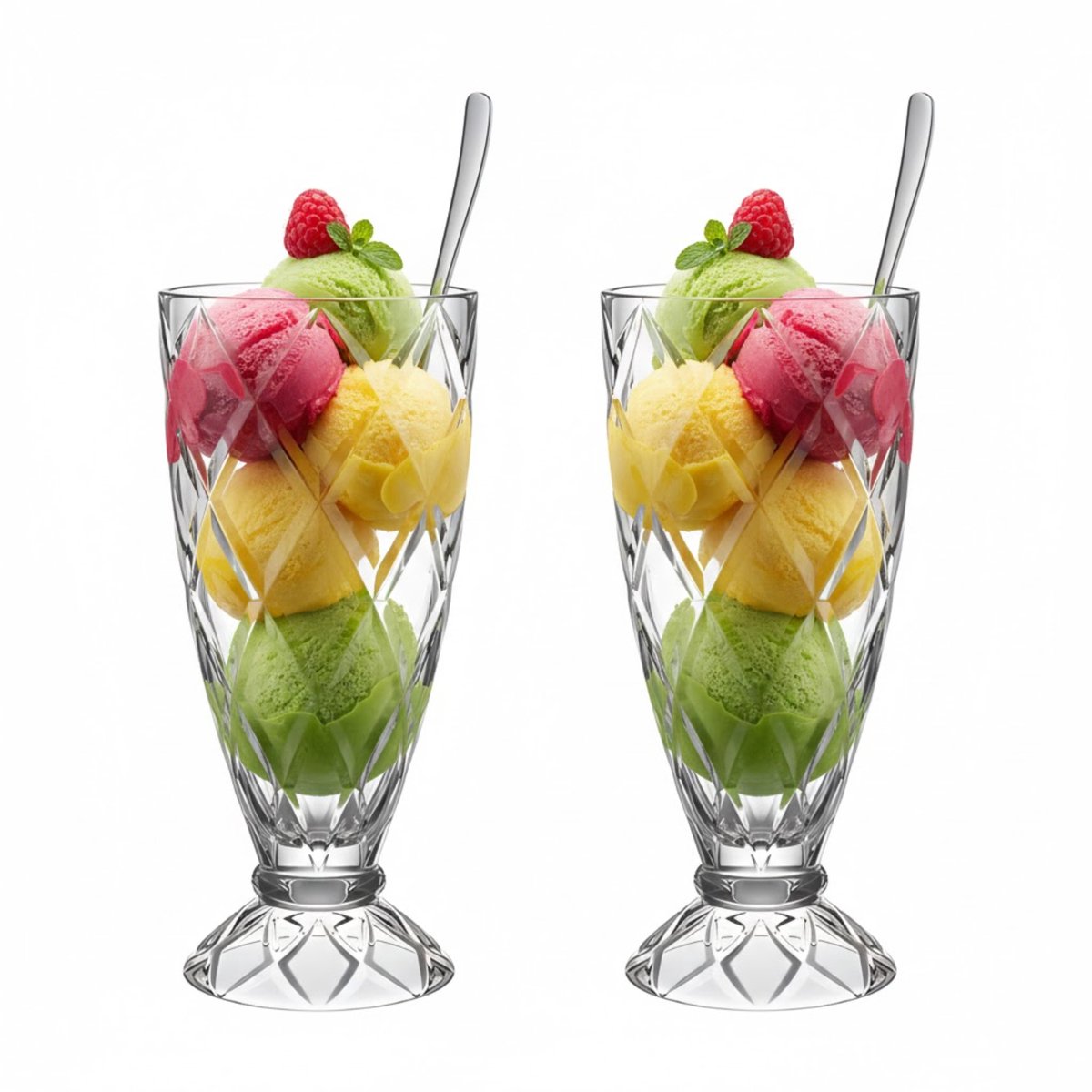 Alessandro ijscoupe Zanzibar - 2x stuks - glas - kristal - 360 ml - 18 x 8 cm - ijs schaaltjes