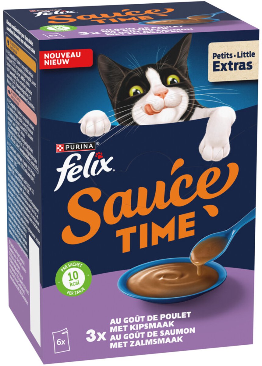 Felix Felix Kattensnack Sauce Time Kip & Zalm - 6x40 gr