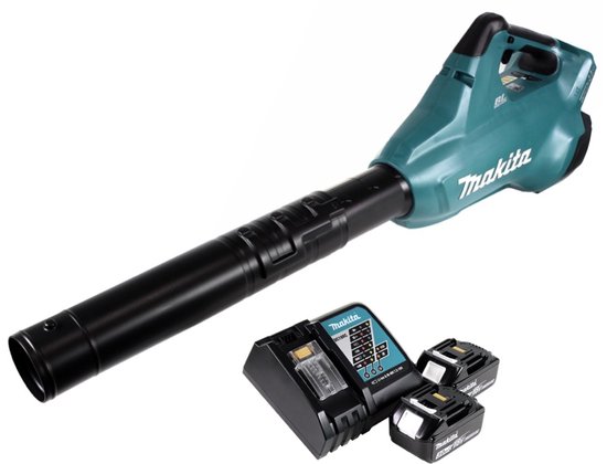 Makita DUB 362 RF accubladblazer 2x18V + 2x accu 3.0Ah + lader van Makita — afbeelding 4