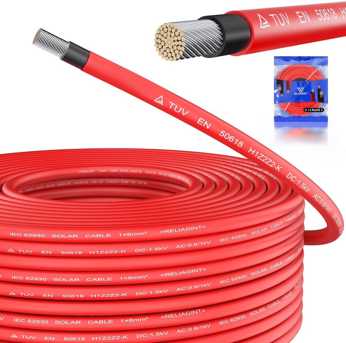 Zonnekabelverlengset 10m 9 AWG met Vertind Koperen Connectoren en Krimpkous