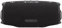 Enceinte JBL Charge 6 noire avec boutons sur le dessus et port USB-C à l'avant.