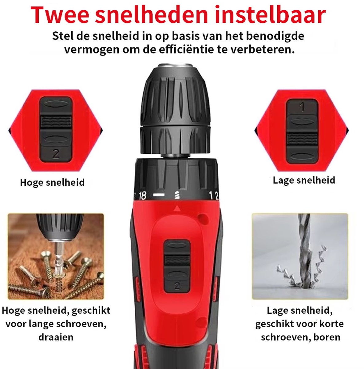 EAFC - Draadloze Accuboormachine – Compacte Elektrische Boor & Schroevendraaier – Incl. accu Oplaadbare – Ideaal voor Klusjes in en om het Huis – Boormachine - Boorhamer – foto 6