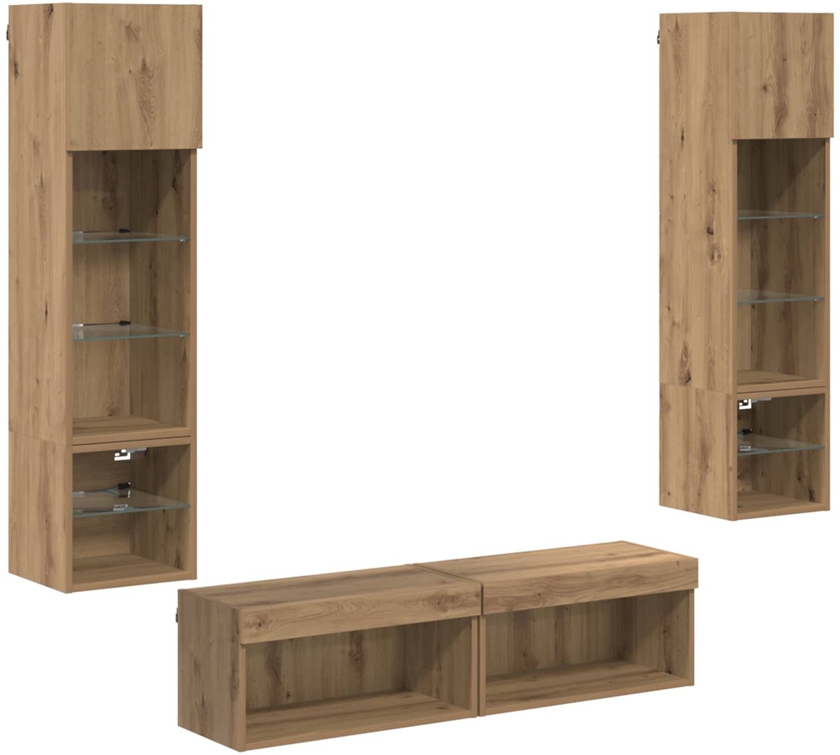 vidaXL - TV - Wand - Eenheid - 6 - pcs - Artisan - Eiken - Bewerkt - hout