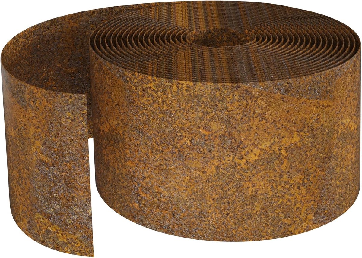 Metalen Tuinrand Rol - Flexibele Beeteindrand - 14 cm hoog - Tuindecoratie - Palissade - Slakkenhek - Maaikant - Voor Tuin en Kwekerij - Roestig - 500 cm - NAIZY