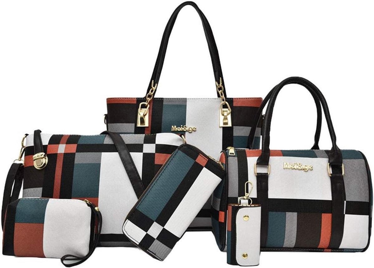 Set van 6 Dames Handtassen Leer - Schoudertas, Crossbody en Draagtas in Groen