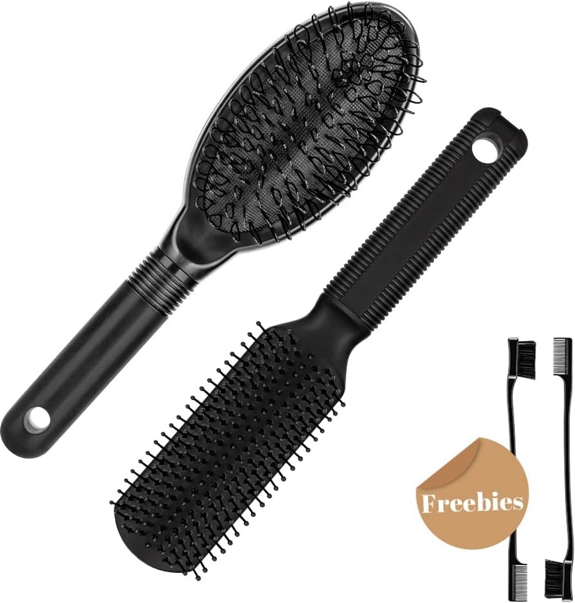 Pruikenborstel Set Synthetisch en Menselijk Haar voor Styling en Ontwarren