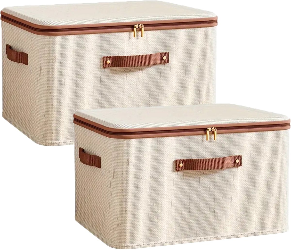 Stoffen opbergboxen 2 stuks - Inklapbare grote capaciteit opbergmand - Ademende stof organizer - Praktische opbergoplossing voor slaapkamer, woonkamer en studentenkamer - XL,45x35x26cm