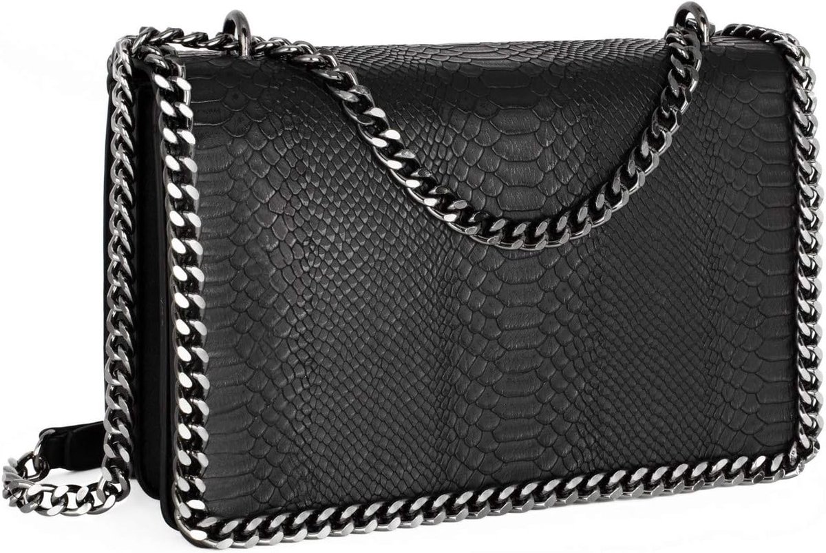 Dames Crossbodytas PU Leer Gewatteerd met Ketting en Slangenprint