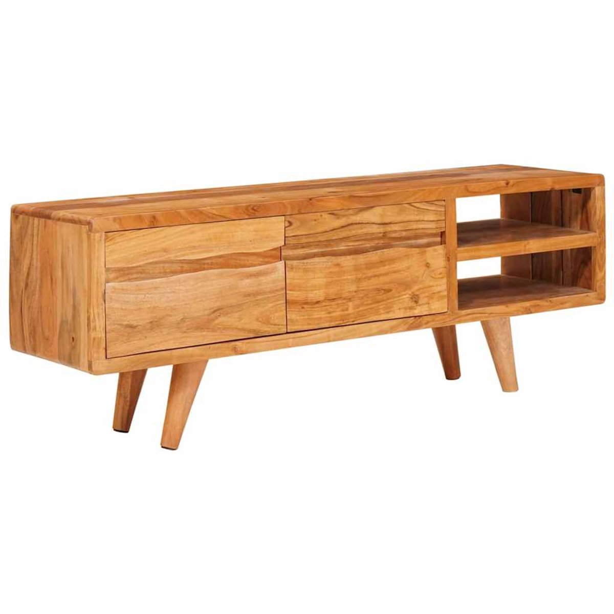 vidaXL - TV - Kast - met - plank - Bruin - 110 - x - 30 - x - 40 - cm - Massief - Acacia - Hout
