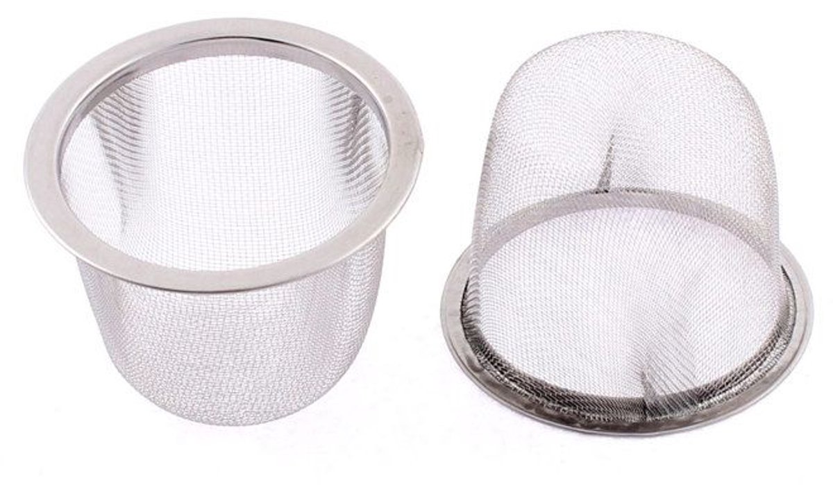 Theefilter – Roestvrijstaal – 60 mm diameter gaasfilter voor theepot en cold brew – 2 stuks – Zilver