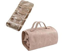 Opvouwbare Make-uptas voor Reisgebruik - 4-in-1 Cosmetica Organizer met Afneembaar Ontwerp - Compact opgevouwen 24×14×12 cm - Draagbare Toilettas voor Dames - Praktisch en Ruimtelijk voor Dagelijks Gebruik
