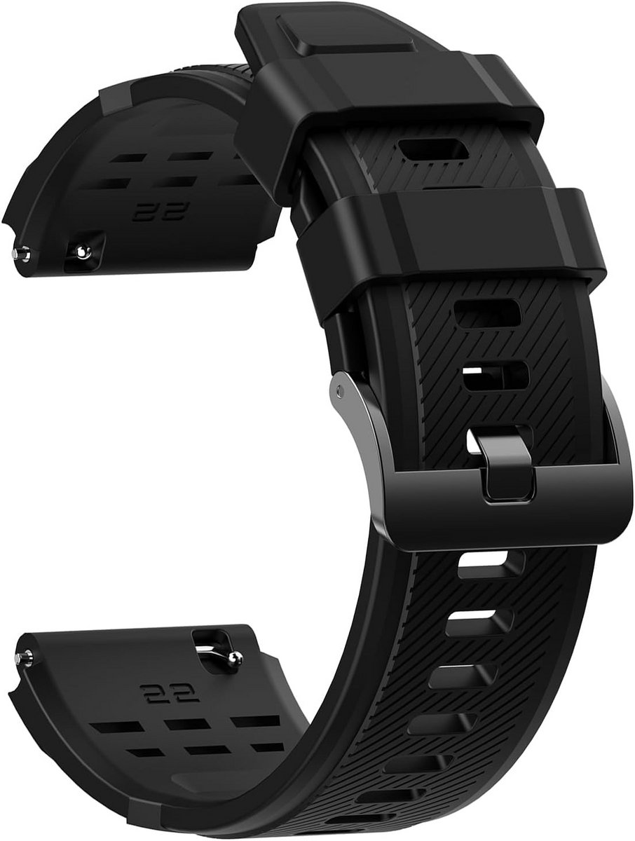 Zwarte Siliconen Horlogeband 22mm - Comfortabel en Snelwisselend Universeel Horlogebandje