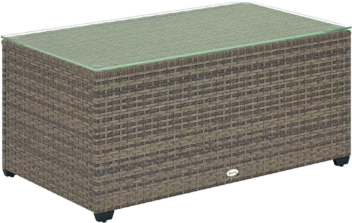 Outsunny Rattan Salontafel - Geweven Hars - 90x50x38cm - Donkergrijs