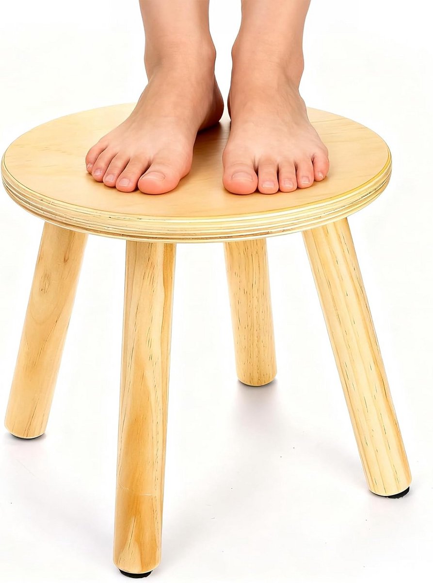 Stevige Houten Opstapkruk 10 Inch - Multifunctionele Zitkruk voor Volwassenen