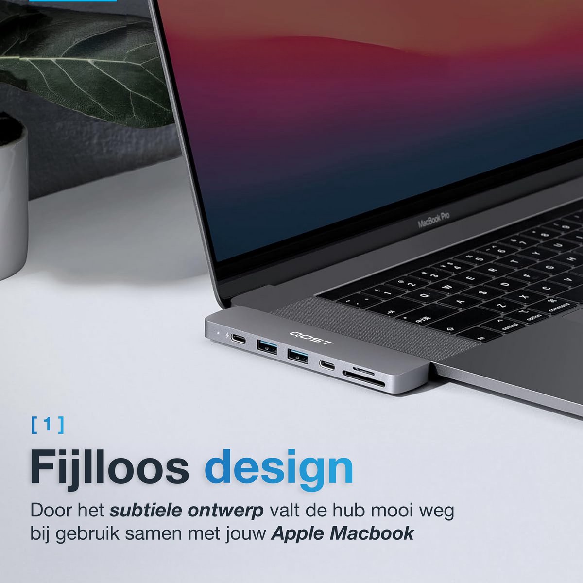 7-in-2 USB-C Hub voor MacBook Pro Air - HDMI 4K, Thunderbolt 3, USB 3.0, Micro SD kaartlezer, opladen 100W - Afbeelding 4