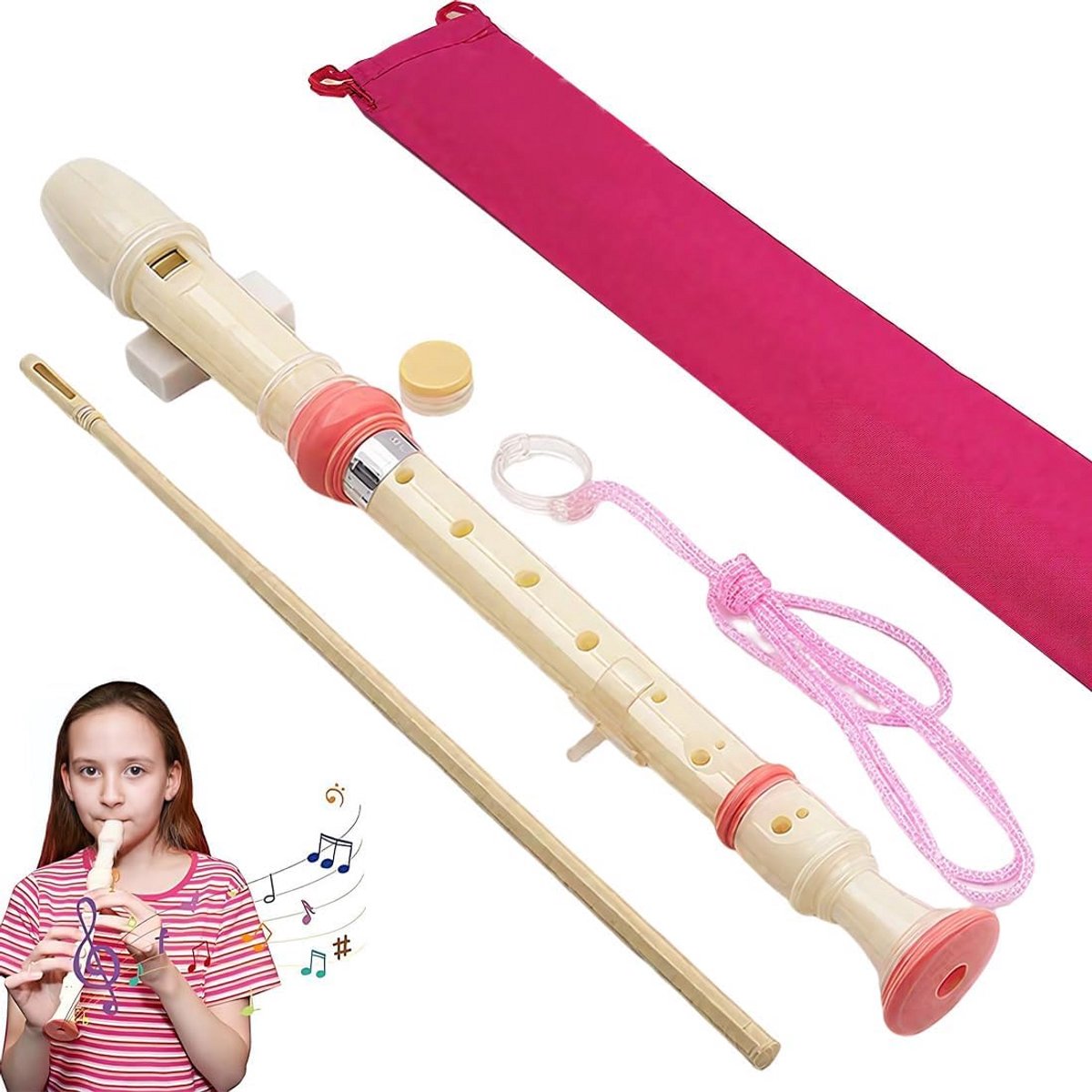 Blokfluit voor Beginners met 8 Gaten - Inclusief Etui en Schoonmaakstok
