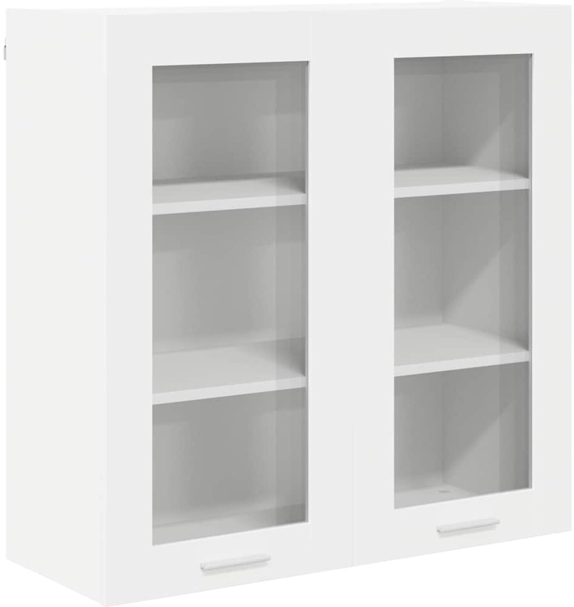 vidaXL Hangkast - met - 2 - glazen - deuren - Wit - 80 - x - 31 - x - 80 - cm - Bewerkt - hout