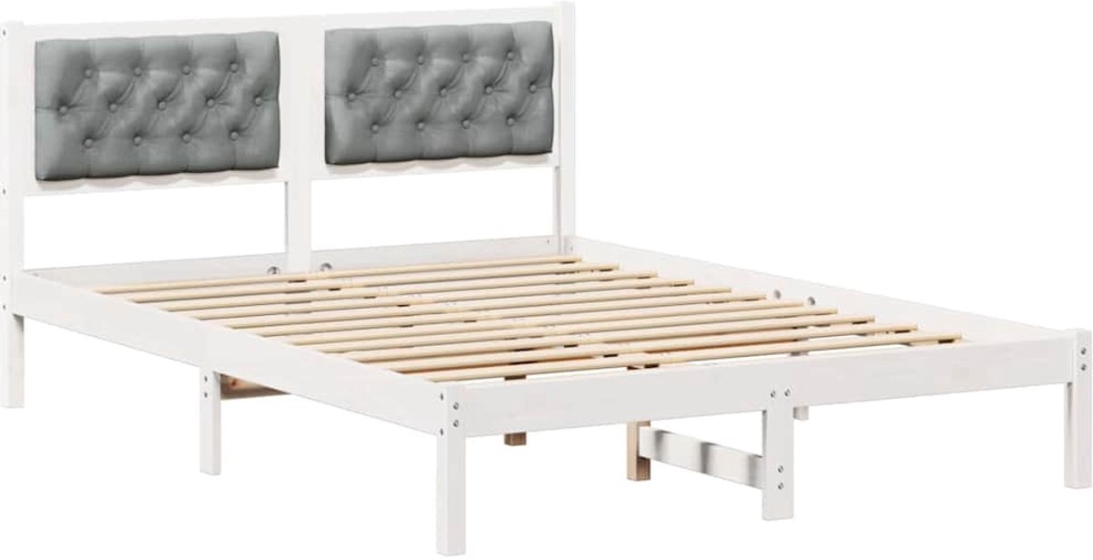 vidaXL Bedframe - Lichtgrijs - 150 - x - 200 - cm - Massief - grenenhout