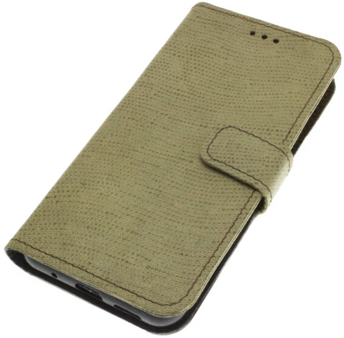 Echt leer hoesje geschikt voor Samsung Galaxy S24 Soepel geitenleer – olijf/zand