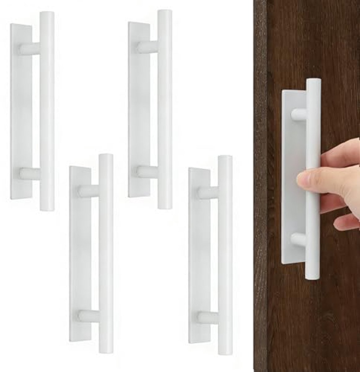 Ultiluxe® Meubelgrepen Zelfklevend - 4 Stuks - Zelfklevende Kastgrepen - Deurgrepen - 13.3 x 2.3 cm - Meubelbeslag - Zonder Boren - ABS Kunststof - Wit