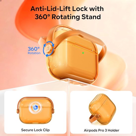 Compatibel met AirPods Pro 3 Hoes (2025), Transparante Schokbestendige Beschermhoes met Anti-Verloren Vergrendelingsclip Stand, Zachte TPU Heldere Airpods Pro 3e Generatie Hoes met van compatibel — afbeelding 3
