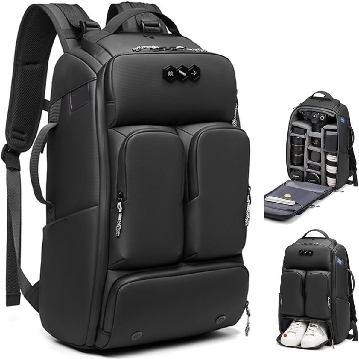 Grote Camera Rugzak 25L voor DSLR en Laptop 16" - Waterdicht & Schoen Vak