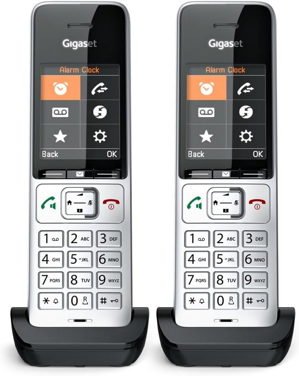 Draadloze DECT telefoon set met basisstation en twee hoornen