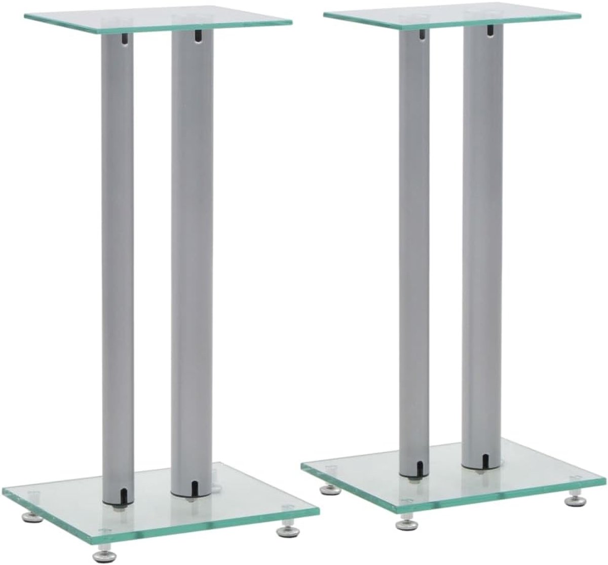 Set van 2 Speaker Stands Kolom Ontwerp Zilver Glas - Universele Luidsprekerstandaards