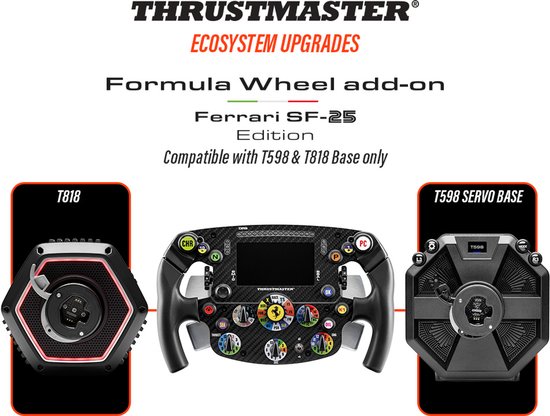 Thrustmaster Formula Wheel add-on Ferrari SF-25 Edition, compatibel met T598 & T818 bases.