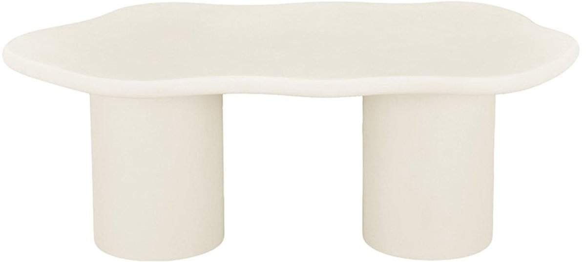 Salontafel Organisch Savannah Microcement Cilinderpoot 120 cm Beige Mahom Industrieel - Kleine tafel van Mangohout & Metaal - Industriële Huiskamertafel