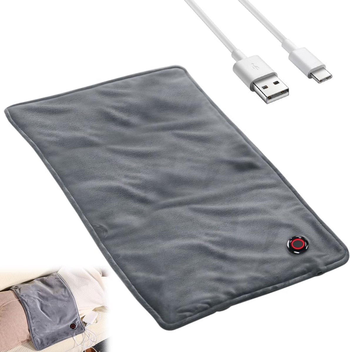 Draagbaar USB Verwarmingskussen met 3 Warmtestanden en Automatische Uitschakeling