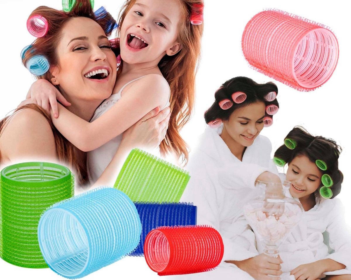 Grote zelfklevende haarrollers (Ø 61 mm) voor grote krullen, Set van 12 stuks