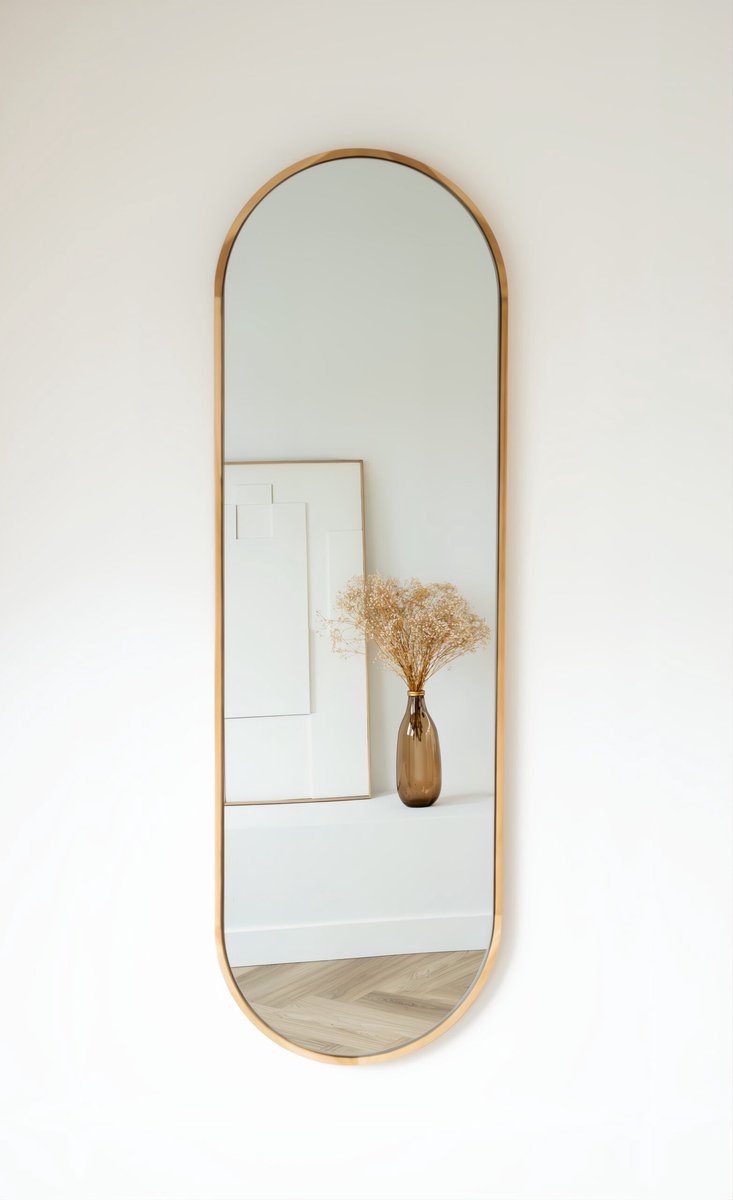 Nordic Style® Ovale spiegel 125x40cm - Naturel Eiken hout - Scandinavische Spiegels - Ovaal - Pas spiegel - Staande spiegel - Kleedkamer spiegel - Pas