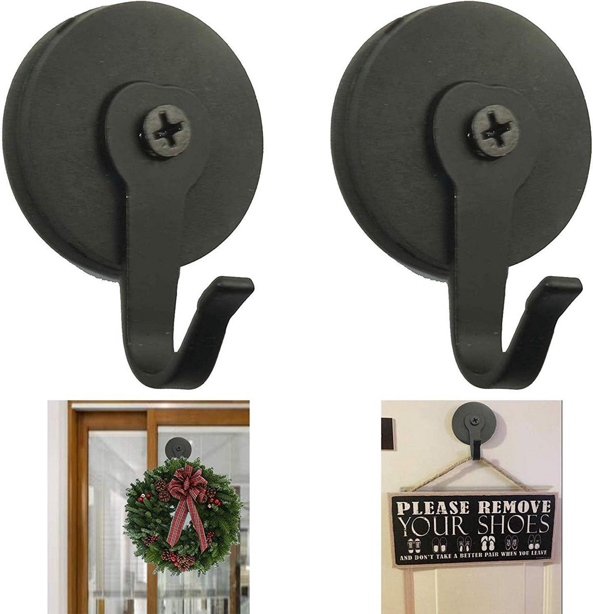 Sterke Magnetische Kranshaken - Set van 2 voor Glas & Metaal - Zonder Boren