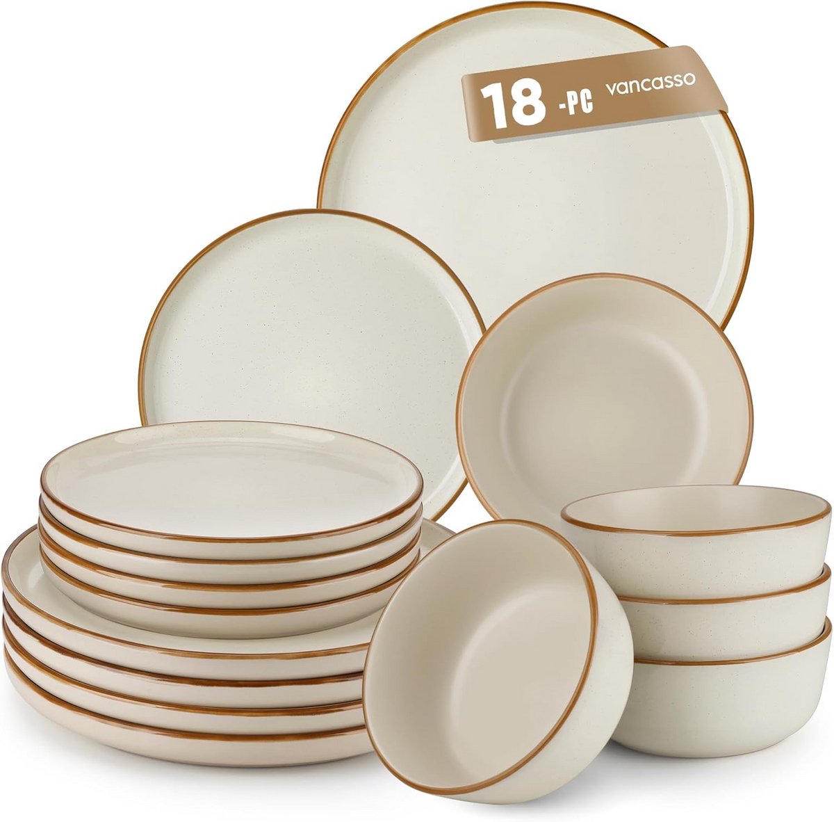 18-delige aardewerk servies set voor 6 personen
