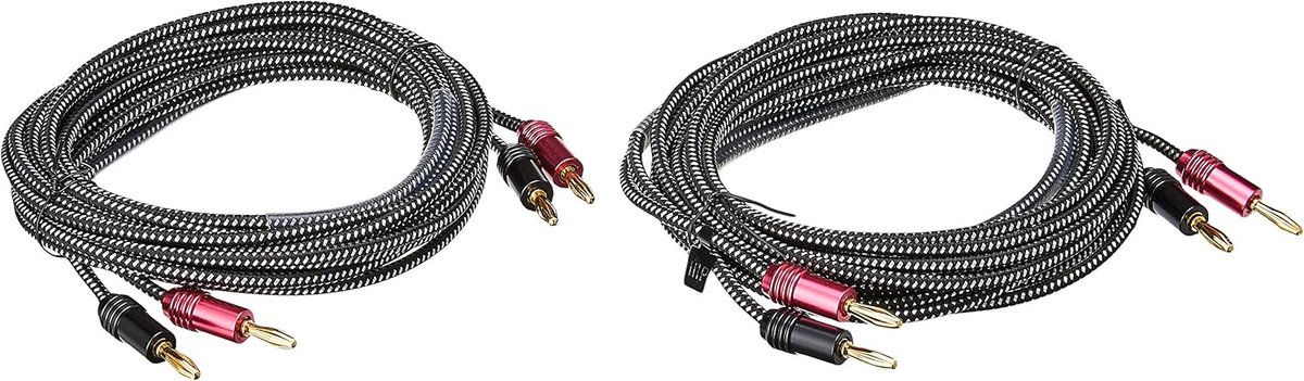 Premium Gevlochten Luidsprekerdraad 14AWG - 2x 10 Voet (3 Meter) - Met Vergulde Banaanstekkers