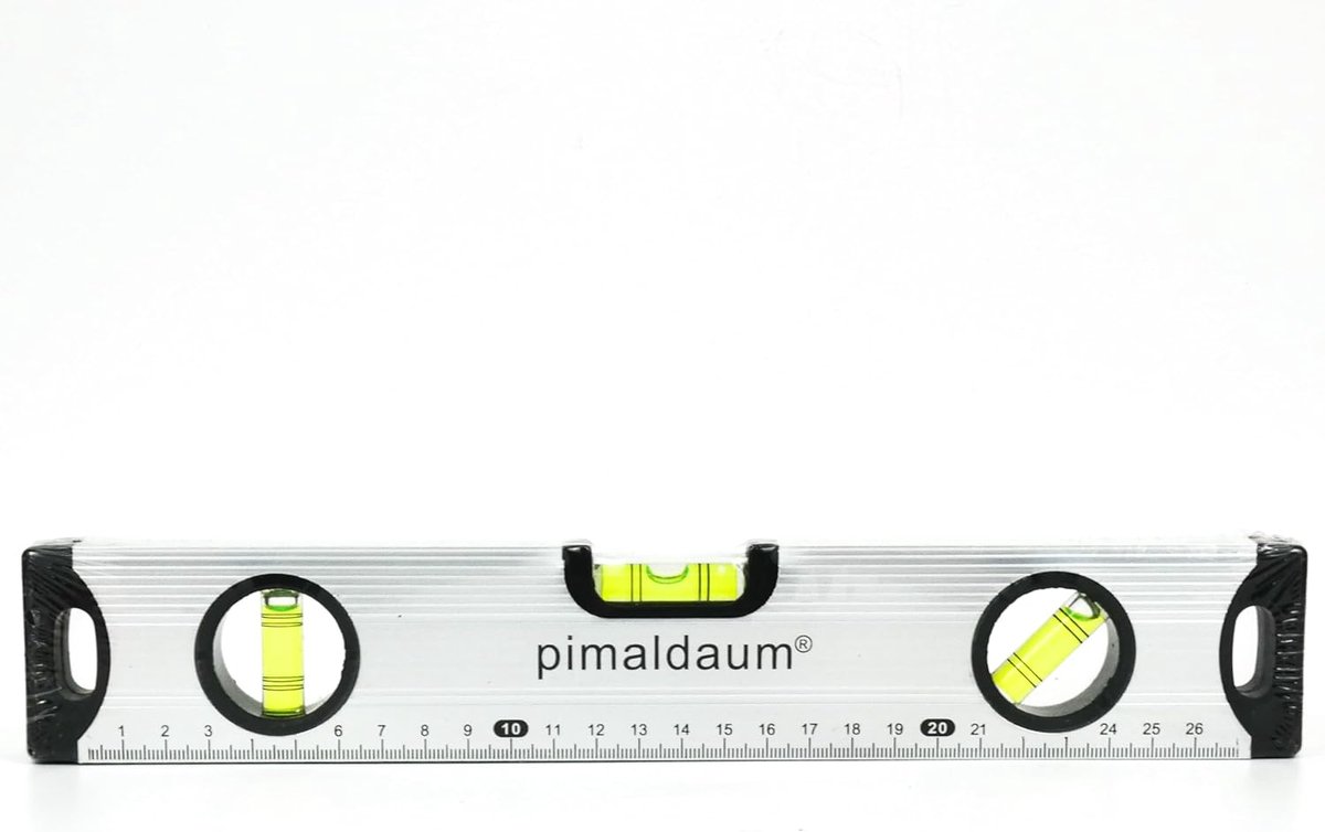 Aluminium Waterpas 30 cm met 3 Libellen, Meetlint en Krachtige Magneten