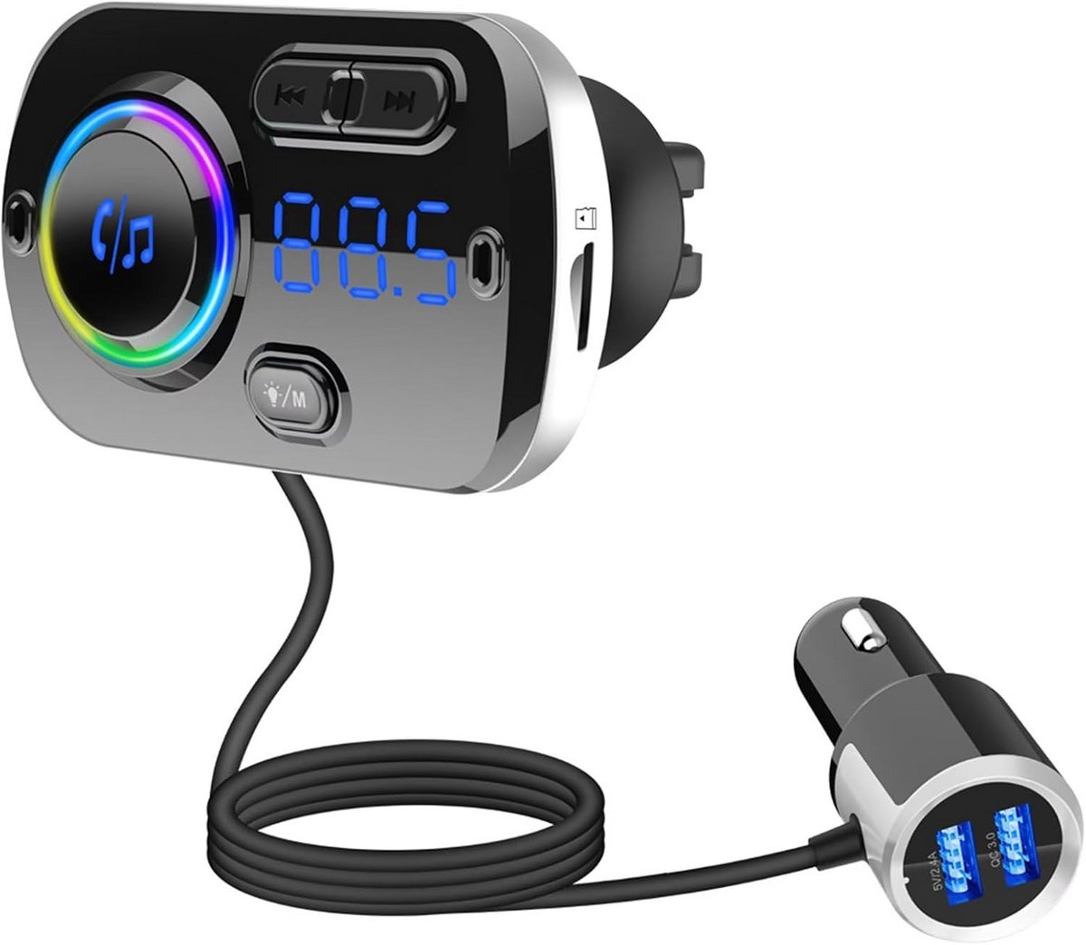 Bluetooth FM Transmitter voor Auto met Handsfree Bellen en Snel Opladen