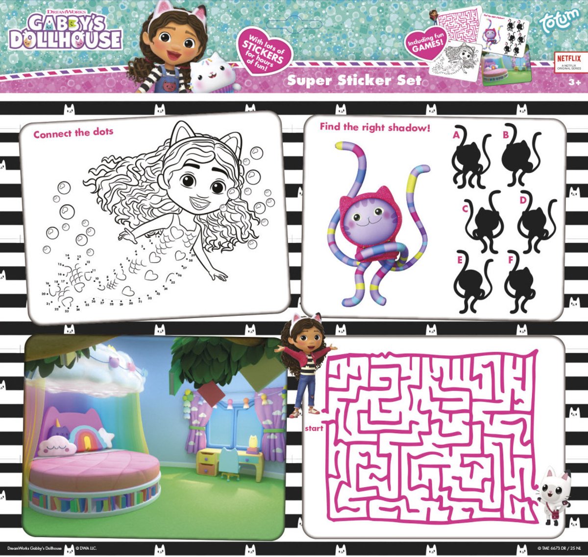 Gabby’s Poppenhuis Totum super stickerset XL 7 vellen incl. luxe stickers en spelletjes - Gabby’s Dollhouse speelgoed meisjes en jongens — afbeelding 9