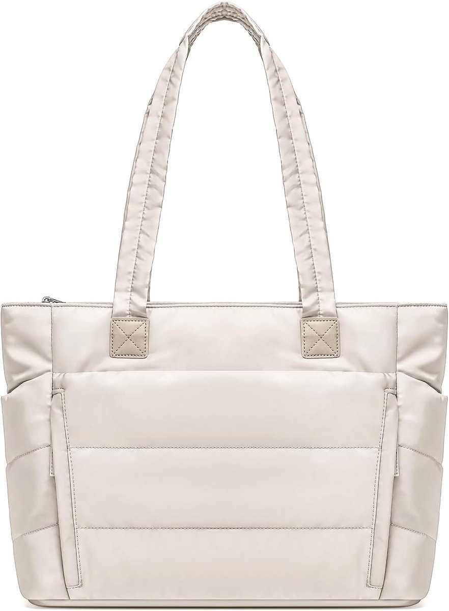 Dames Handtas Medium Gevoerde Shopper Beige Ruim voor Werk en Reizen
