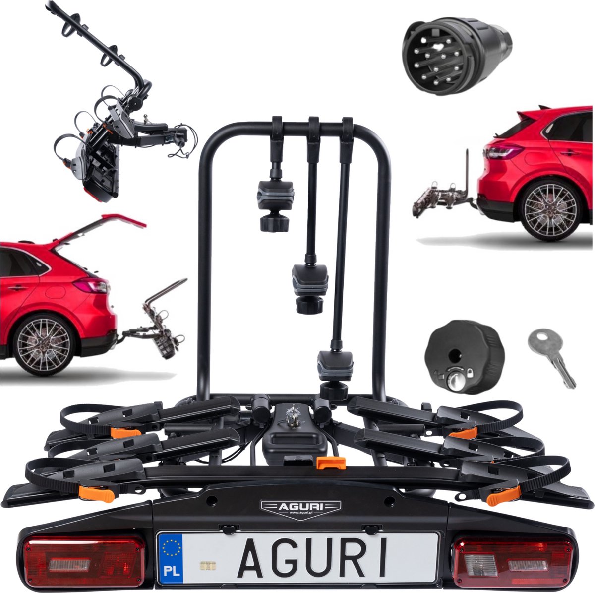 Aguri Active Bike Pro 3 fietsendrager voor 3 fietsen, zwart, opvouwbaar