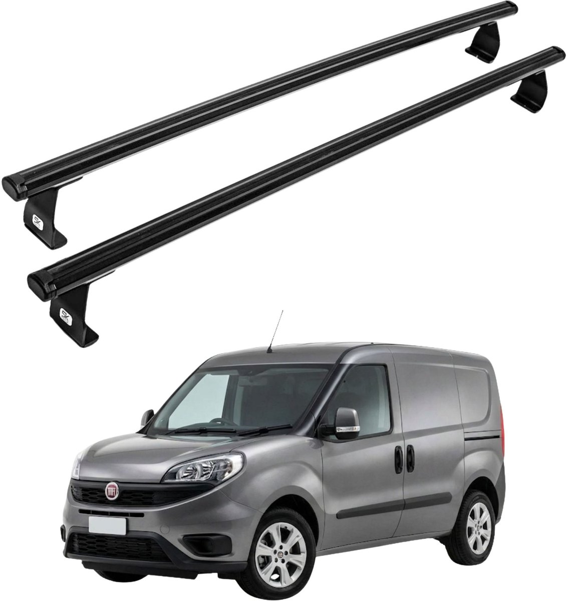 Dakdrager voor Fiat Doblo vanaf 2022, dakrails, aluminium, lichtzwart
