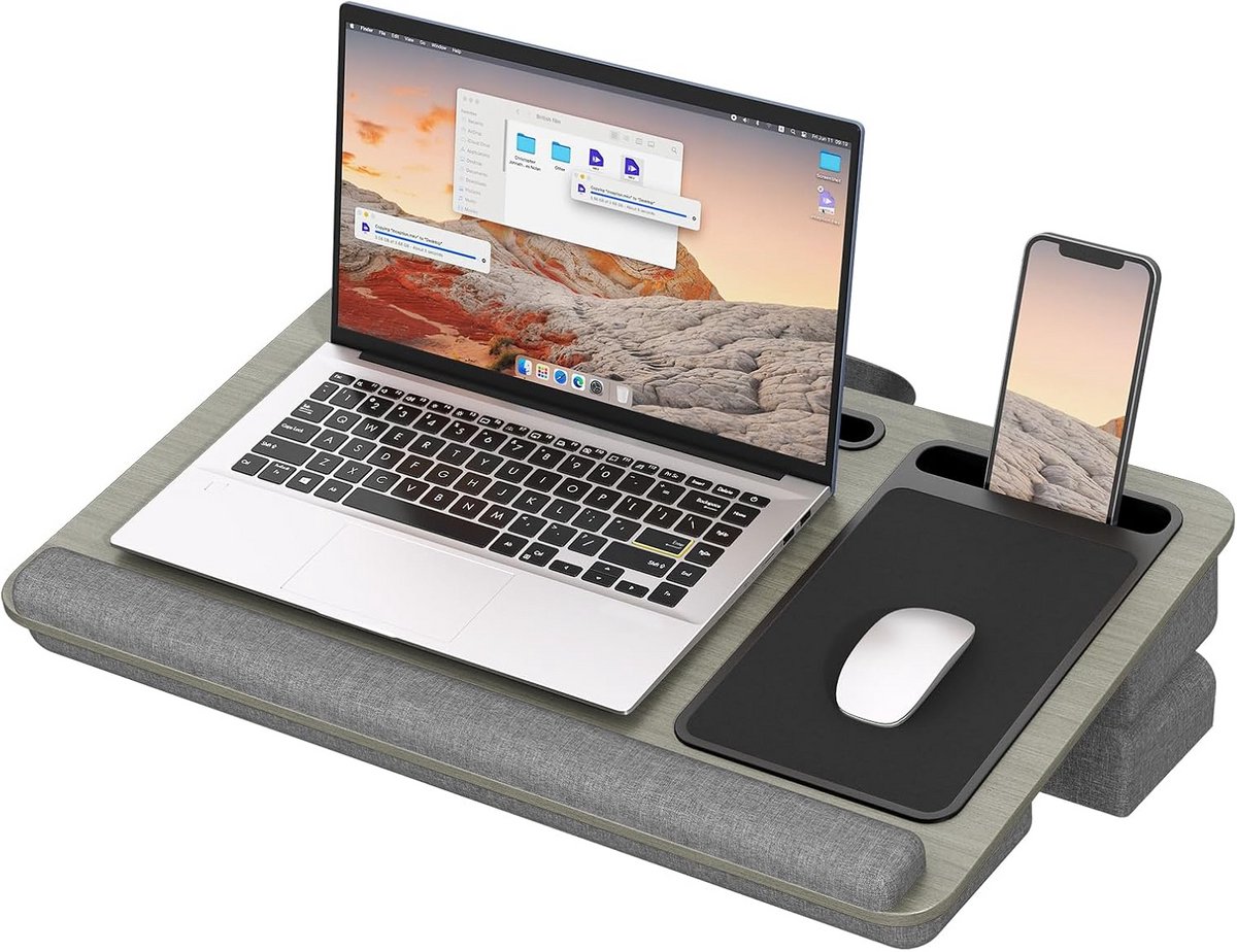 Verstelbare Laptopstandaard met Muispad en Kussen voor Bed en Bank