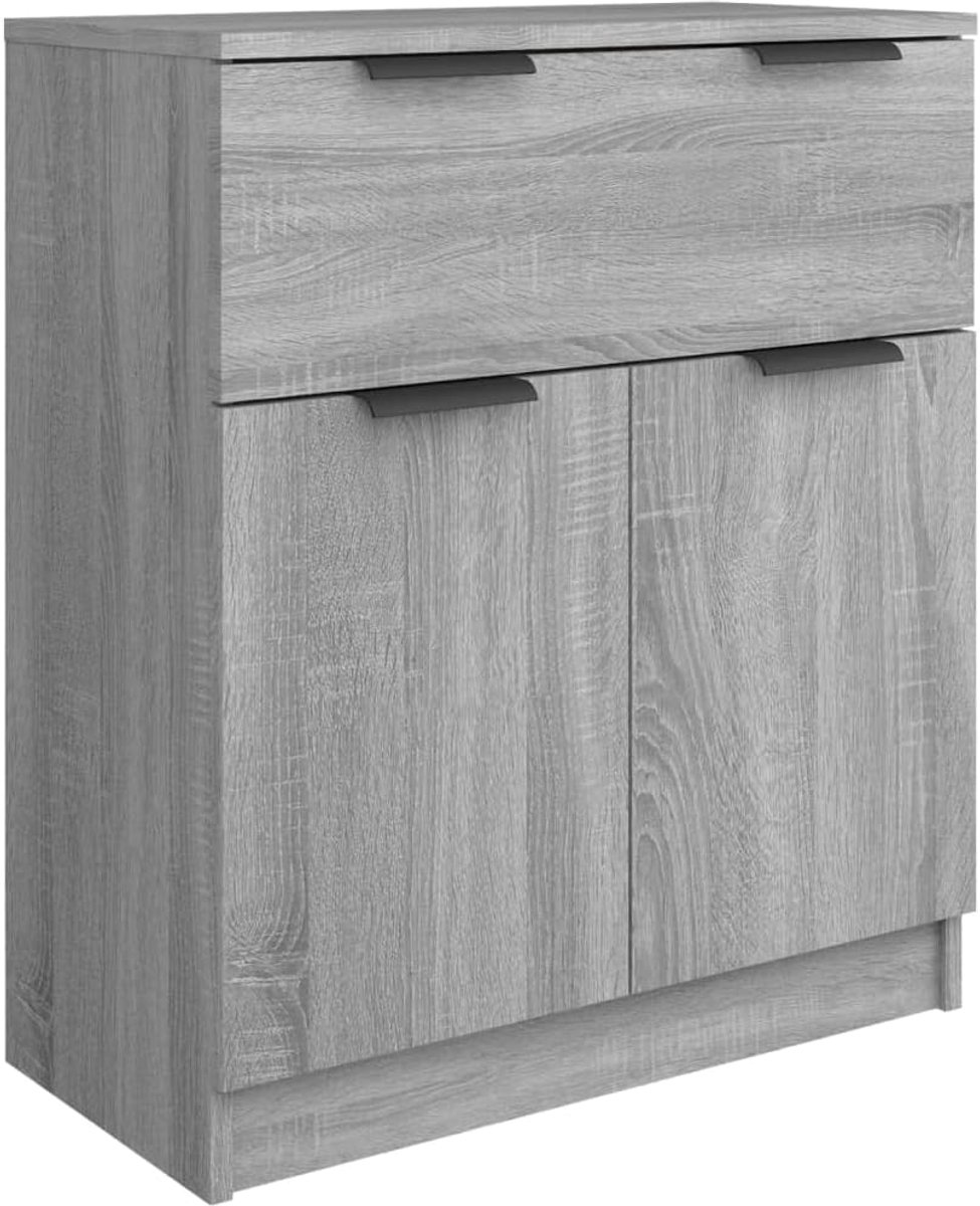 Dressoir Hout 60x30x70 cm Opbergkast met Laden en Deuren, Grijze Sonoma Eiken Afwerking