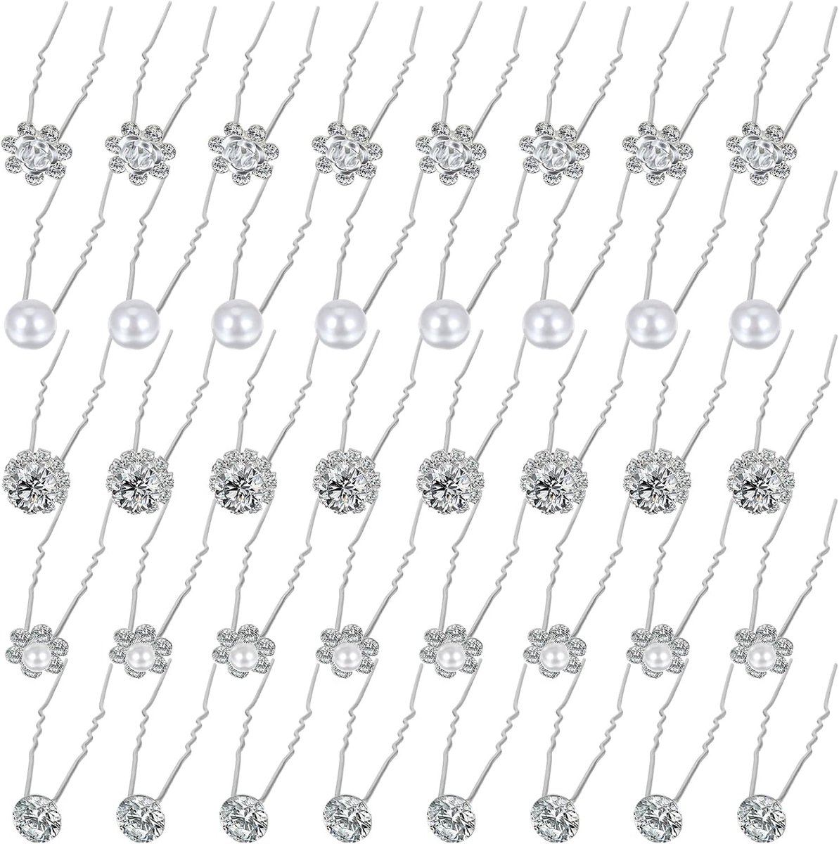 40 Stuks Bruiloft Haarspelden met Parel en Strass Diamant - Bruids Haaraccessoires