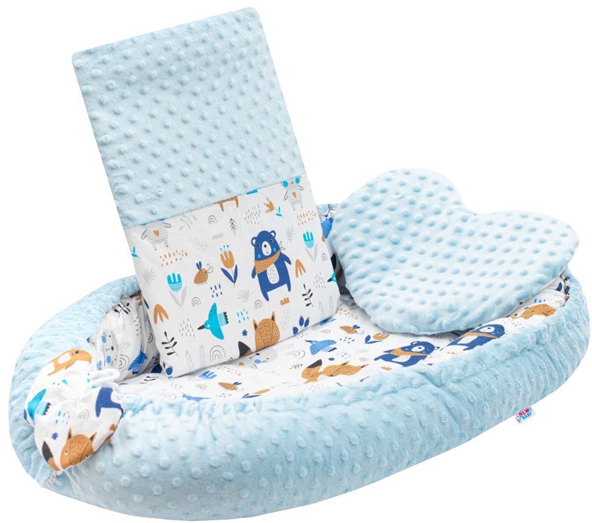 NEW BABY - Babynestje - Minky babynestje met kussen en dekentje - babybedje - wieg - newborn - slaapnest - multifunctioneel - nestje - cocon