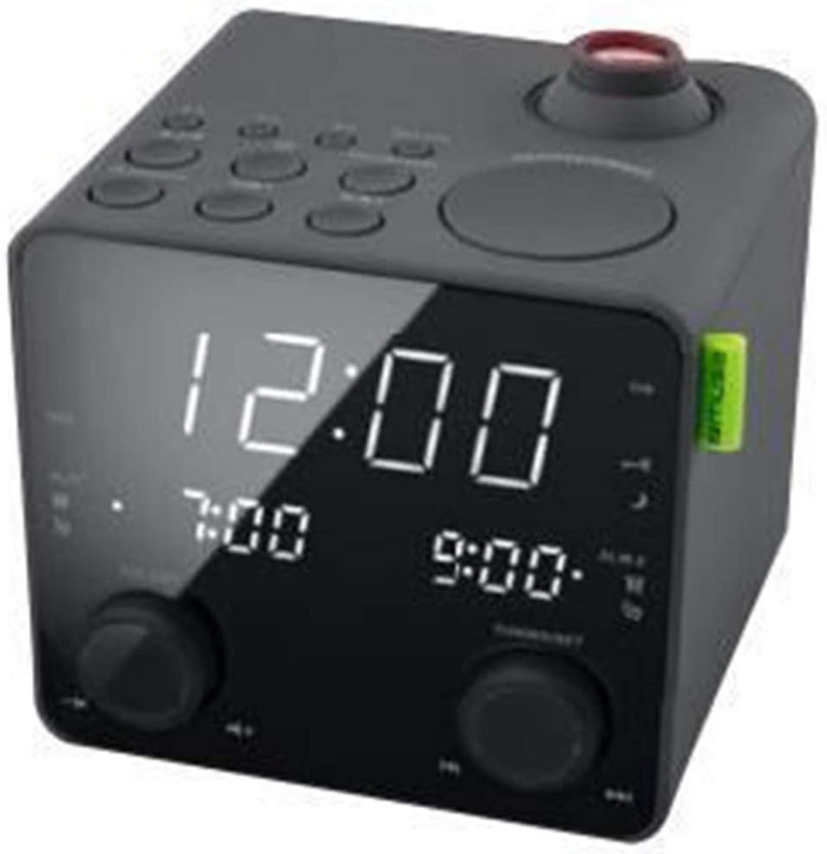 Projectie Wekker met FM Radio, Dubbel Alarm en USB Oplader